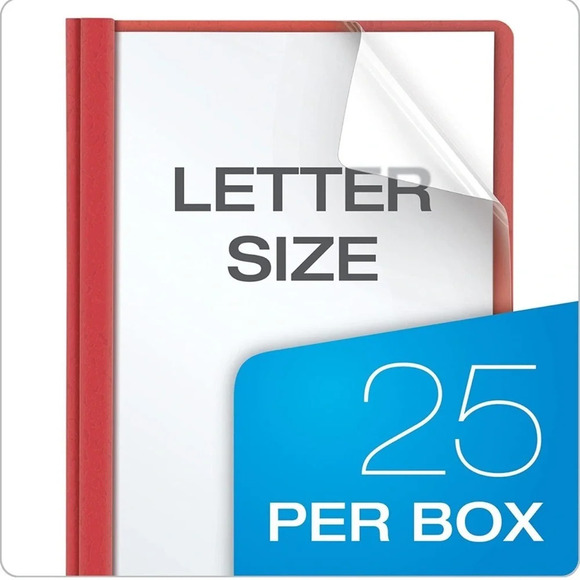 NWT Oxford Letter Size Clear Front Report Covers Red - Picture 2 of 9